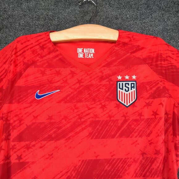 Nike Dri-Fit USA Soccer Jersey Womens Large Short Sleeve Red Crew Neck - Picture 3 of 14